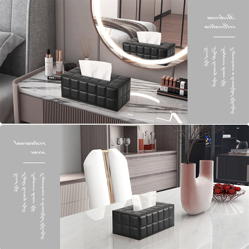 Quilted Leather Tissue Box
