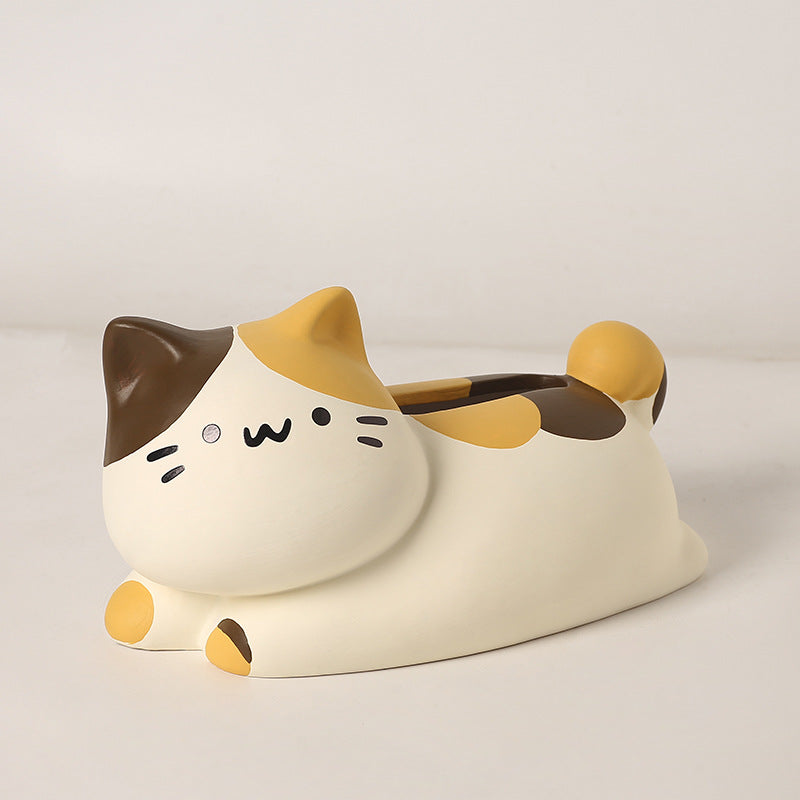 Lying Cat Ceramic Tissue Box