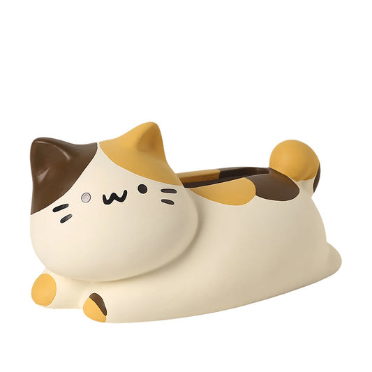 Lying Cat Ceramic Tissue Box