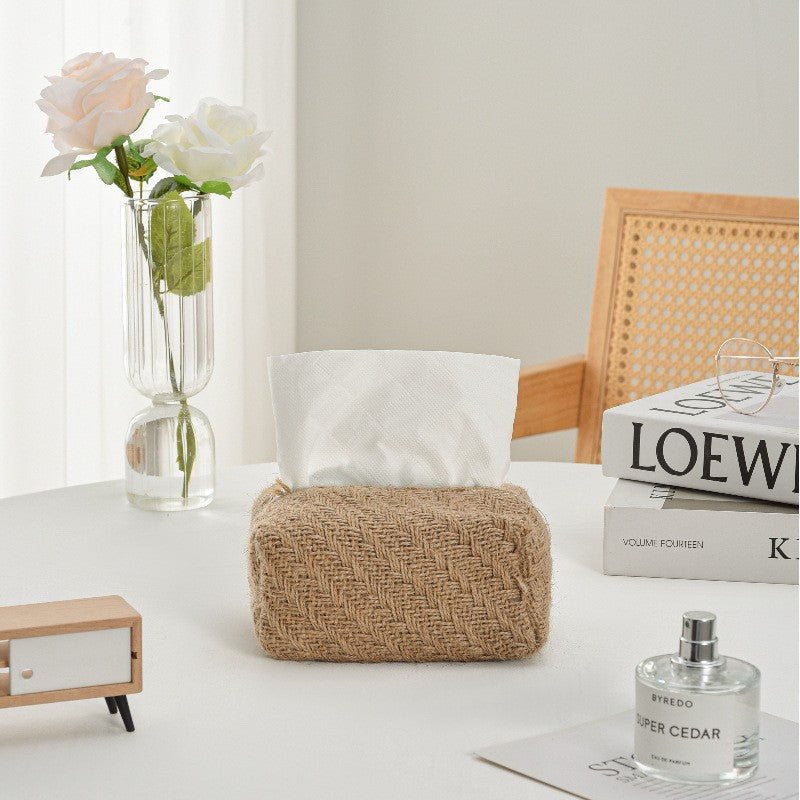 Woven Cotton Linen Tissue Pouch